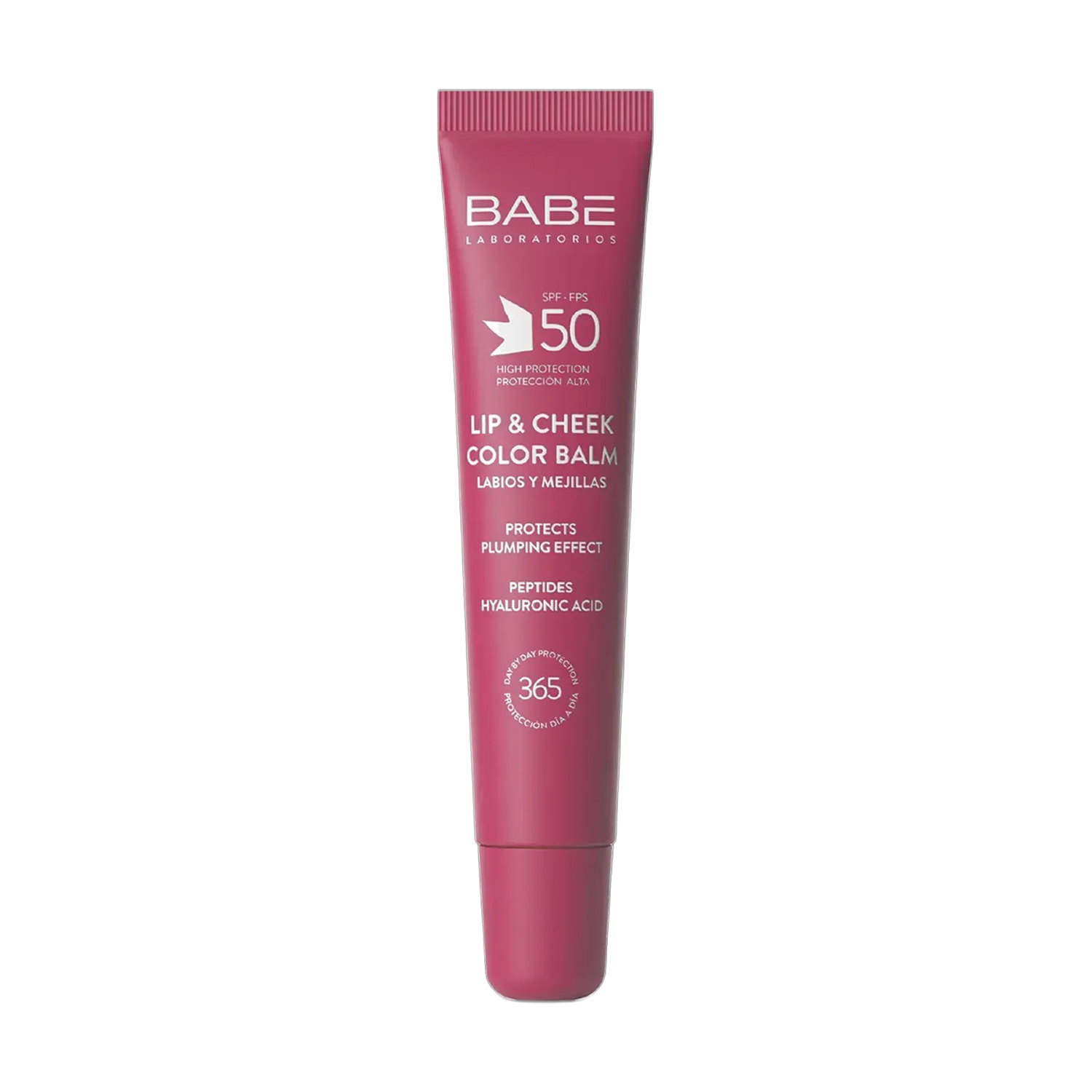 Бальзам-тінт для губ та щік BABE Laboratorios Lip &amp; Cheek Color Balm SPF 50 з гіалуроновою кислотою та пептидами, Velvet, 20 мл